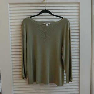 Coldwater Creek 3/4 sleeve, boat neck sweater - sage green L